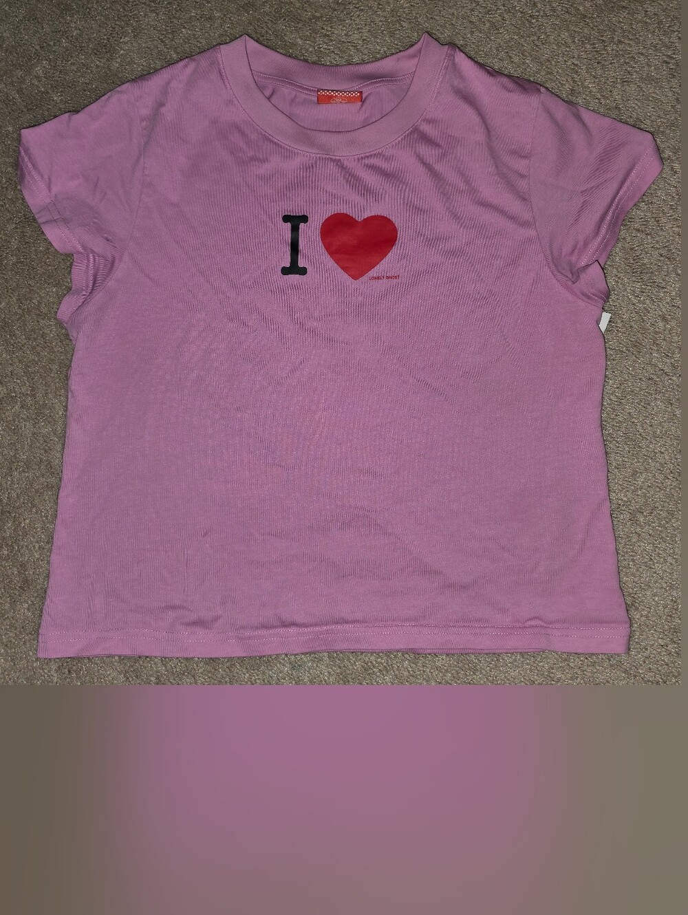 NWOT Lonely Ghost Heart Stamp Baby Tee Small